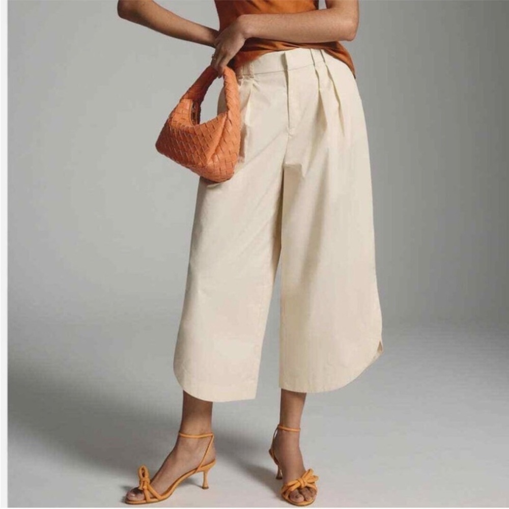 Anthropologie X Mare Mare- Curved-Hem Chino Wide Leg Pants - Size M